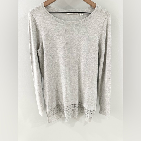 Cyrus Crochet Hem Tunic Sweater Gray Size Small - Picture 3 of 5
